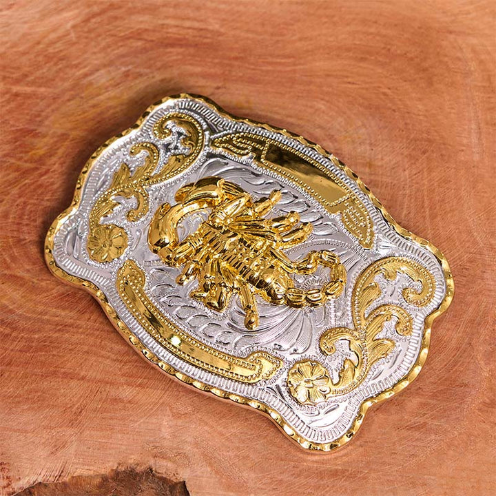 Gold Silver Floral Scorpion DIY Buckle Leather Belt - image 1