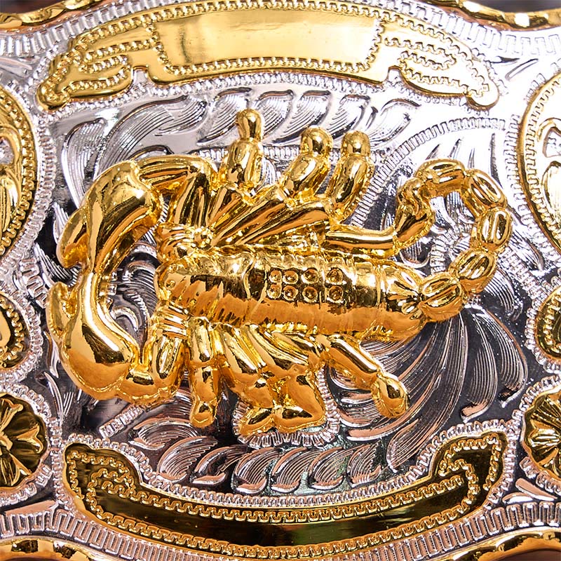 Gold Silver Floral Scorpion DIY Buckle Leather Belt - image 3