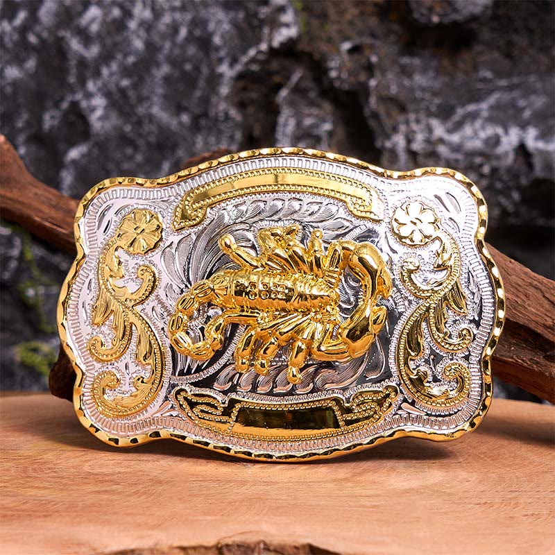 Gold Silver Floral Scorpion DIY Buckle Leather Belt - Scorpion - Without Belt - Not Included Belt - image 0