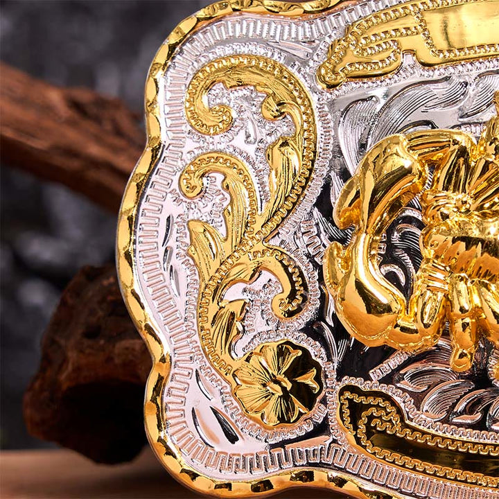 Gold Silver Floral Scorpion DIY Buckle Leather Belt - image 4