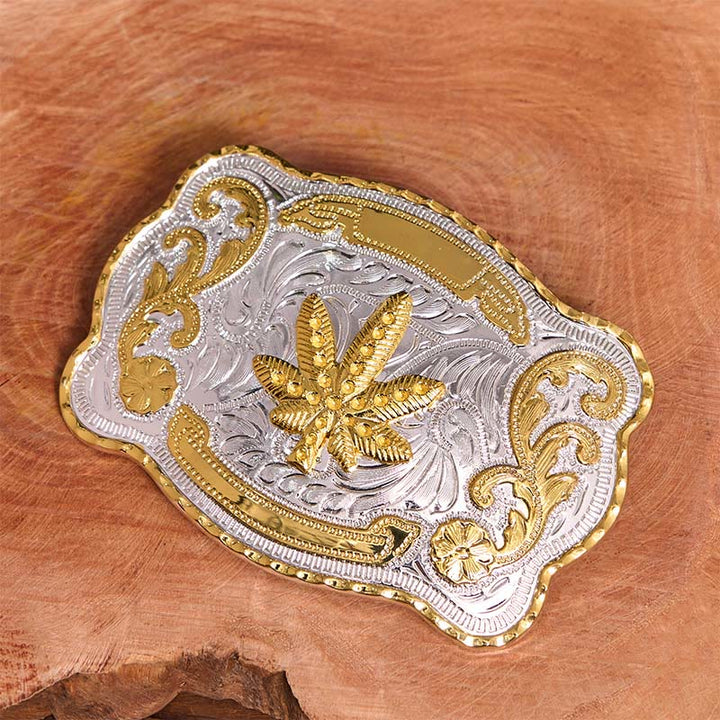 Gold Silver Floral Maple DIY Buckle Leather Belt - image 1