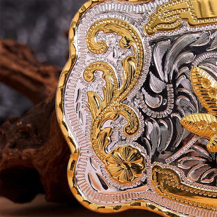 Gold Silver Floral Maple DIY Buckle Leather Belt - image 4