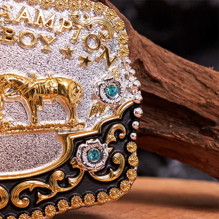 DIY World Champion Cowboy Praying Cross Large Buckle Leather Belt - image 5