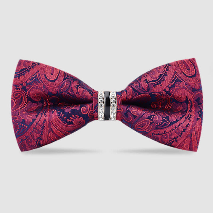 Men's Floral Paisley Striped Rhinestone Bow Tie - image 0