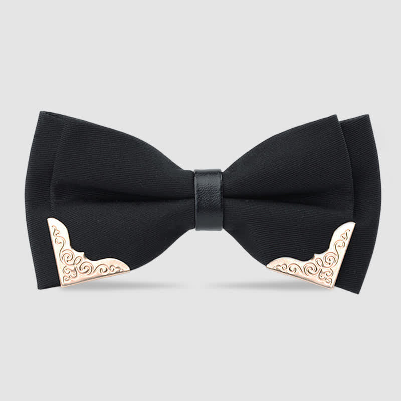 Men's Classic Metal Gold Bow Tie - Black - image 0