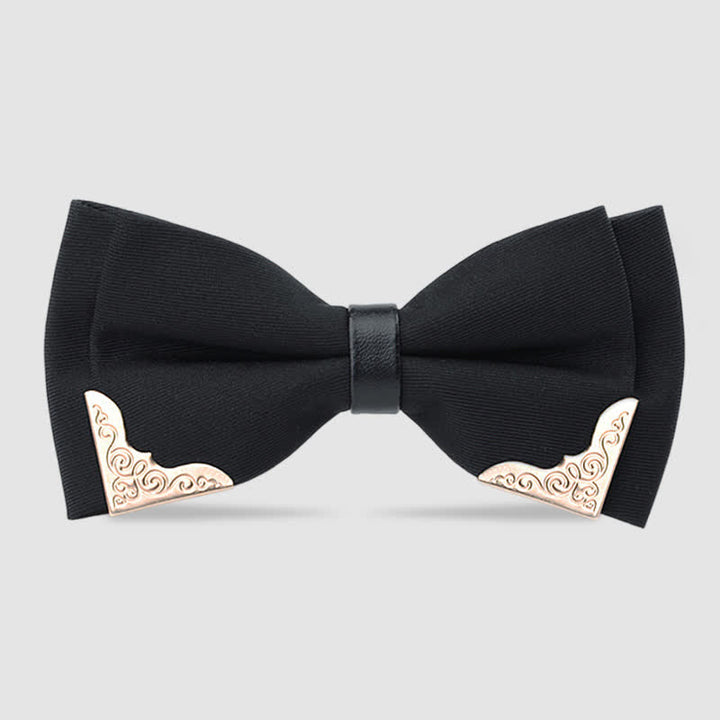 Men's Classic Metal Gold Bow Tie - Black - image 0