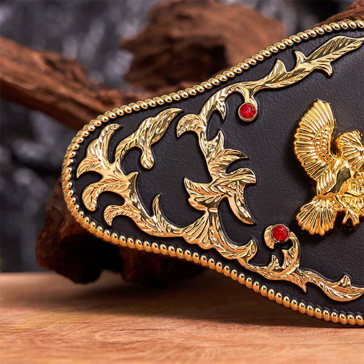 Black And Gold Eagles DIY Buckle Leather Belt - image 4