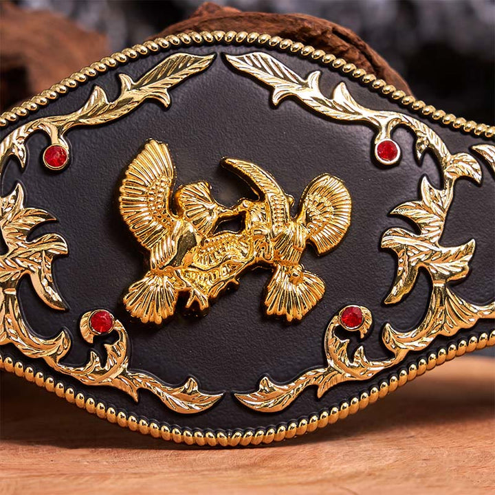 Black And Gold Eagles DIY Buckle Leather Belt - image 3
