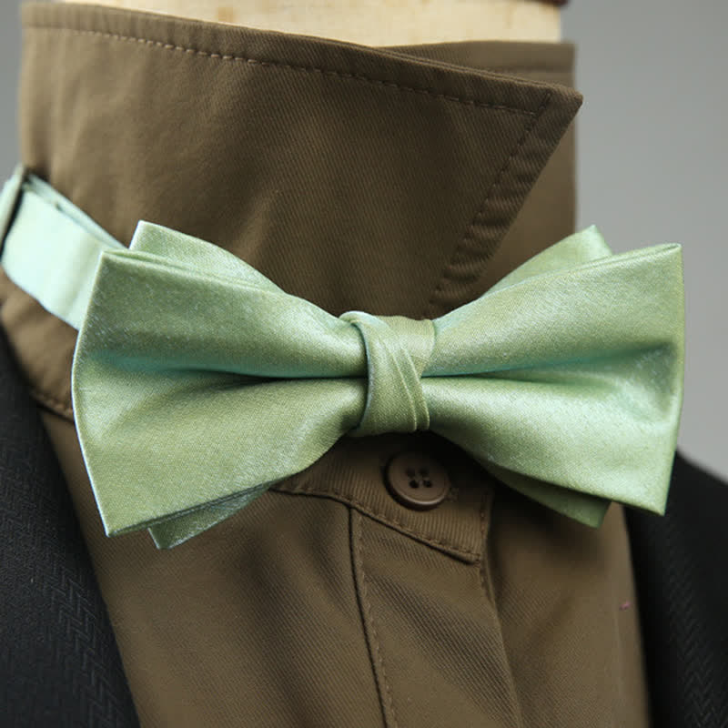 Men's Gloss Double Layer Solid Color Bow Tie - image 0