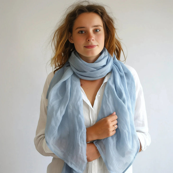 Summer Voile Solid Color Cotton Linen Thin Scarf - image 6
