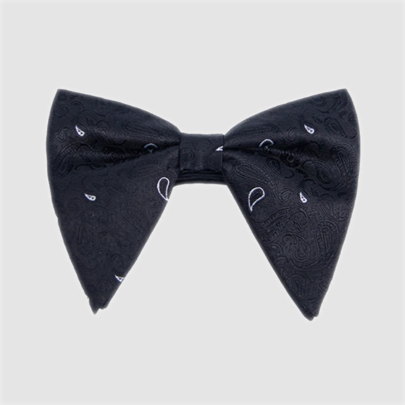 Men's Colorful Paisley Oversized Pointed Bow Tie - Black - image 0