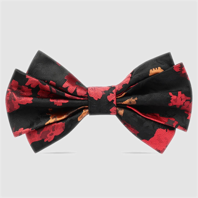 Men's Black & Red Falling Floral Bow Tie - Black & Red - image 0