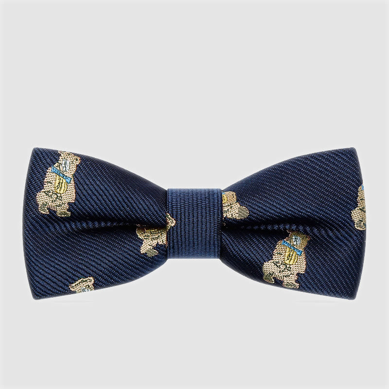 Kid's Naughty Teddy Bear Twilled Bow Tie - Burgundy Teddy - image 0