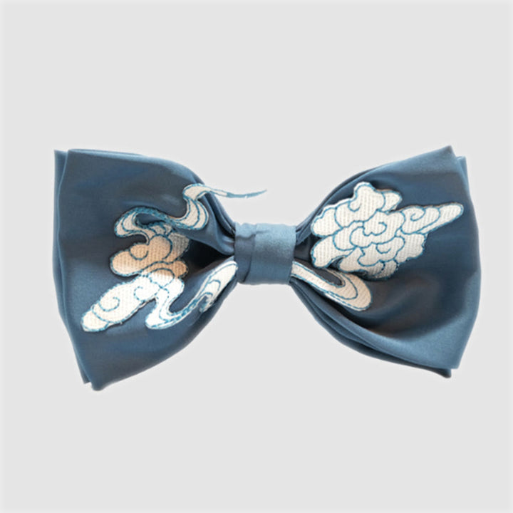 Men's Blue & White Cloud Double Layered Bow Tie - Blue & White - image 0