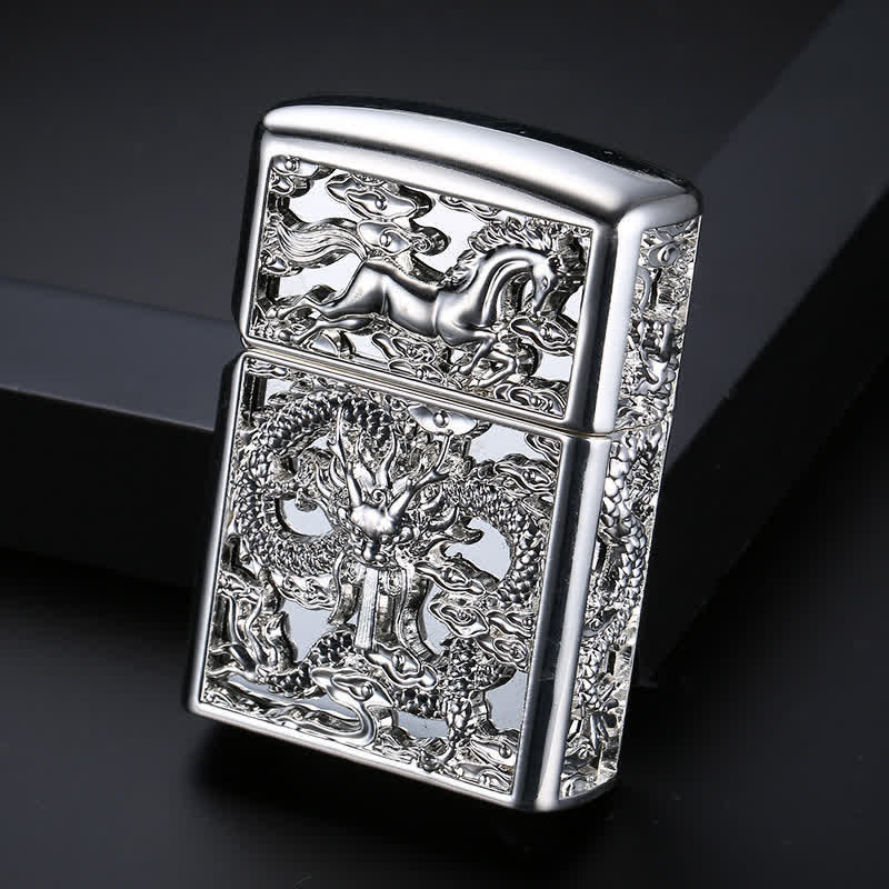 Embossed 3D Carving Dragon Refillable Kerosene Lighter