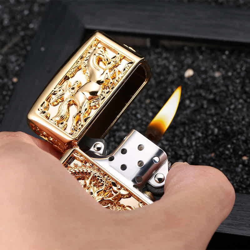 Embossed 3D Carving Dragon Refillable Kerosene Lighter - image 1