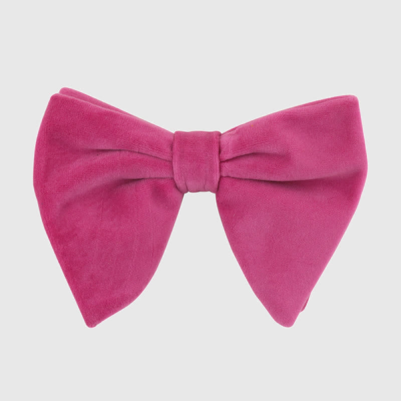 Men's Gentleman Oversize Droopy Velvet Bow Tie - DeepPink - image 12