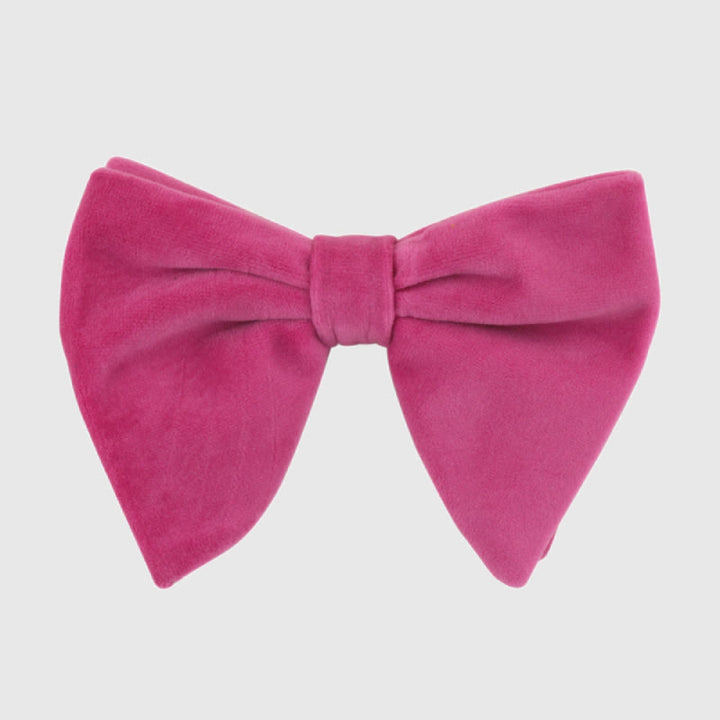 Men's Gentleman Oversize Droopy Velvet Bow Tie - DeepPink - image 12