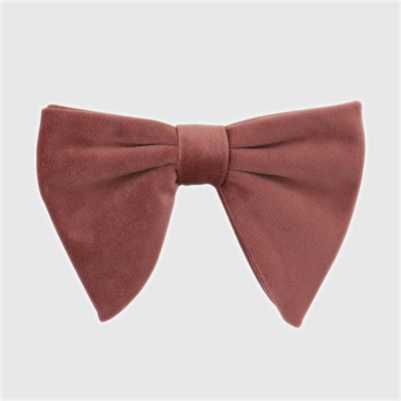 Men's Gentleman Oversize Droopy Velvet Bow Tie - PaleVioletRed - image 15