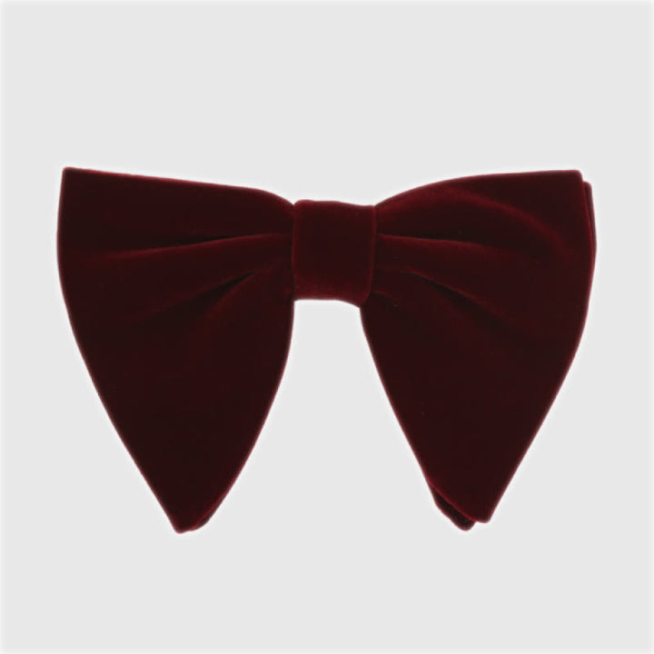 Men's Gentleman Oversize Droopy Velvet Bow Tie - Burgundy - image 7