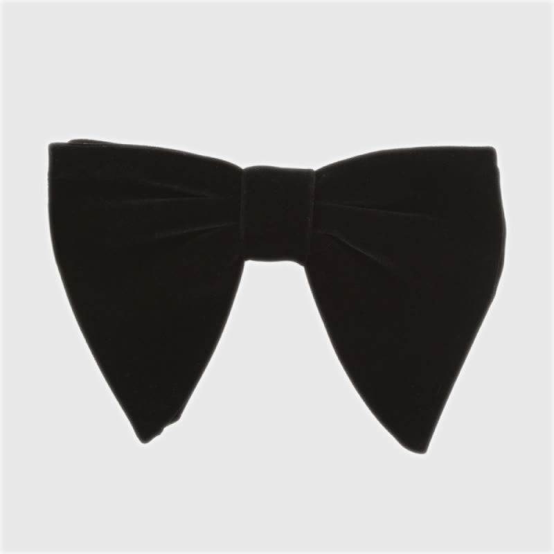 Men's Gentleman Oversize Droopy Velvet Bow Tie - Black - image 18