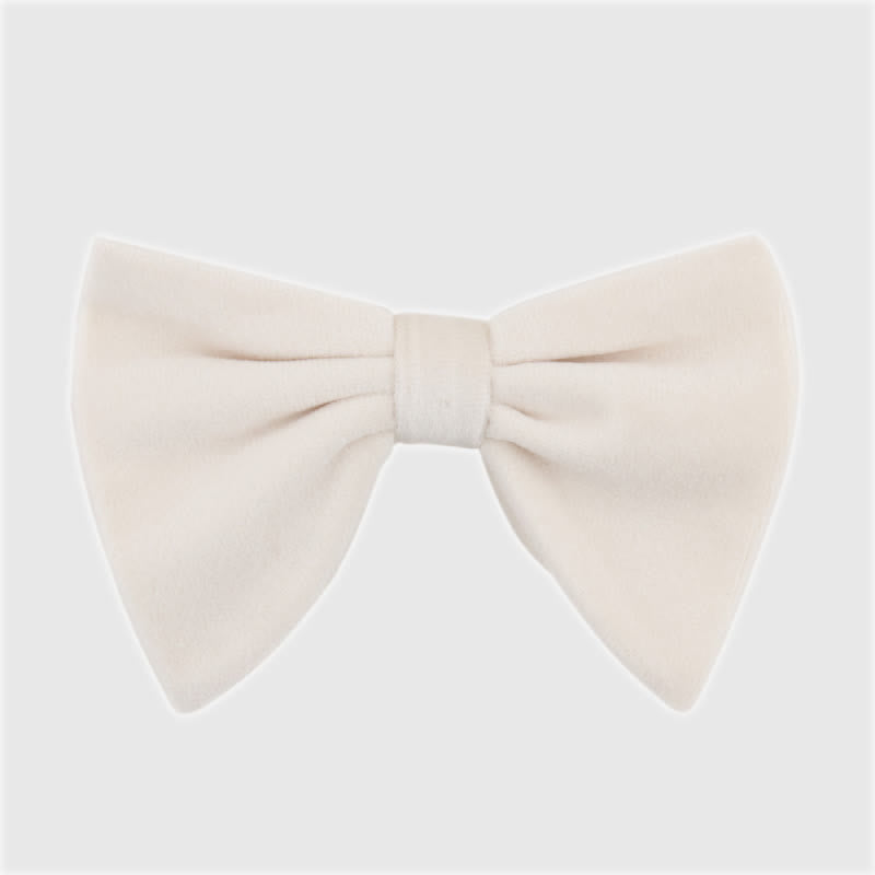 Men's Gentleman Oversize Droopy Velvet Bow Tie - Ivory - image 9