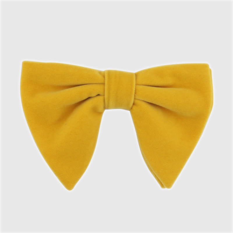Men's Gentleman Oversize Droopy Velvet Bow Tie - Yellow - image 8
