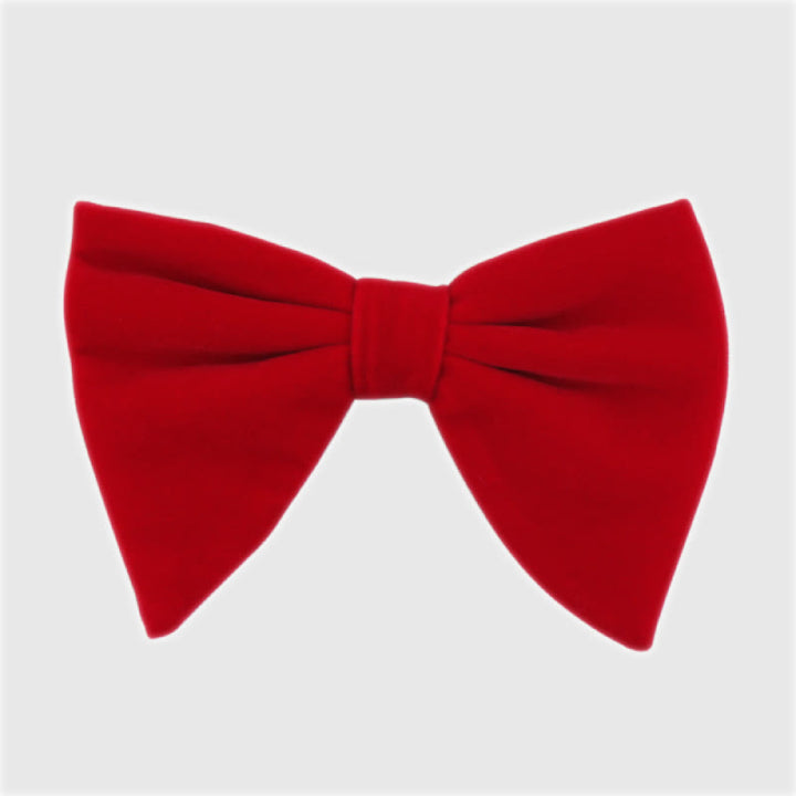 Men's Gentleman Oversize Droopy Velvet Bow Tie - Red - image 10