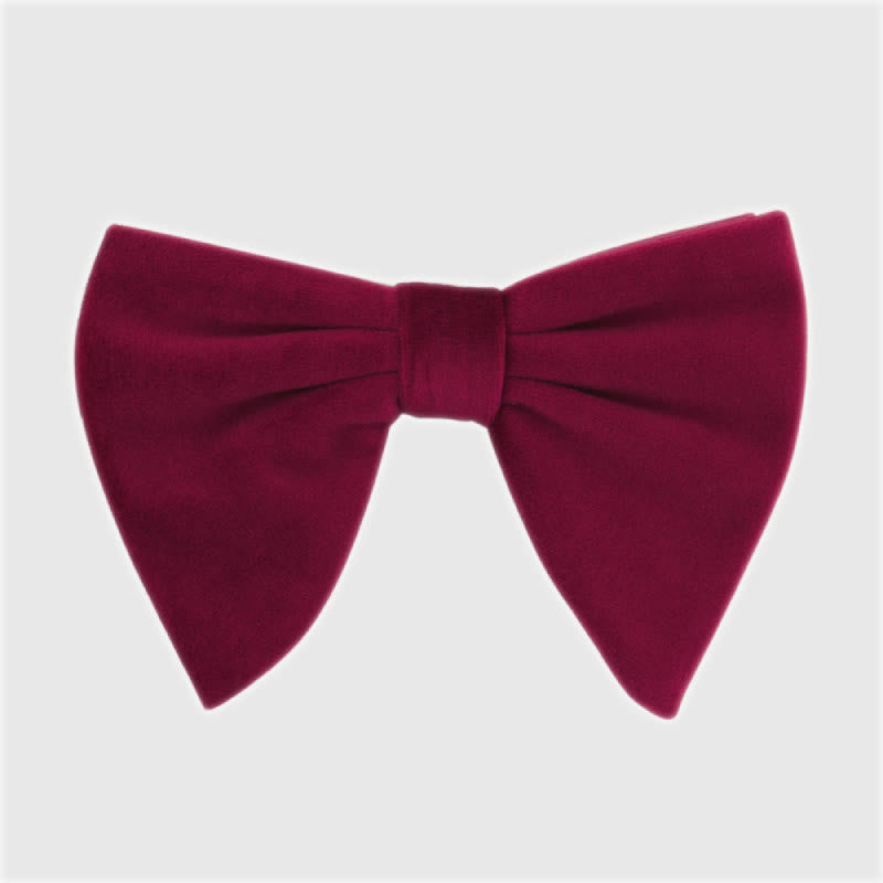 Men's Gentleman Oversize Droopy Velvet Bow Tie - Maroon - image 11