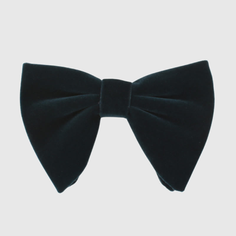 Men's Gentleman Oversize Droopy Velvet Bow Tie - DarkGreen - image 14