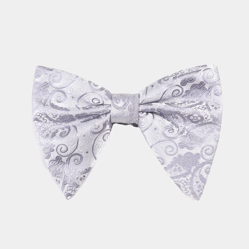 Men's Paisley Oversized Pointed Tuxedo Bow Tie - White - image 7