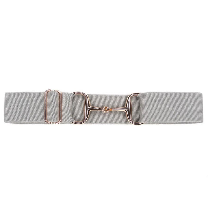 Snaffle Bit Belt Horseshoe Buckle Equestrian Elastic Belt - Gray - 34 - image 7