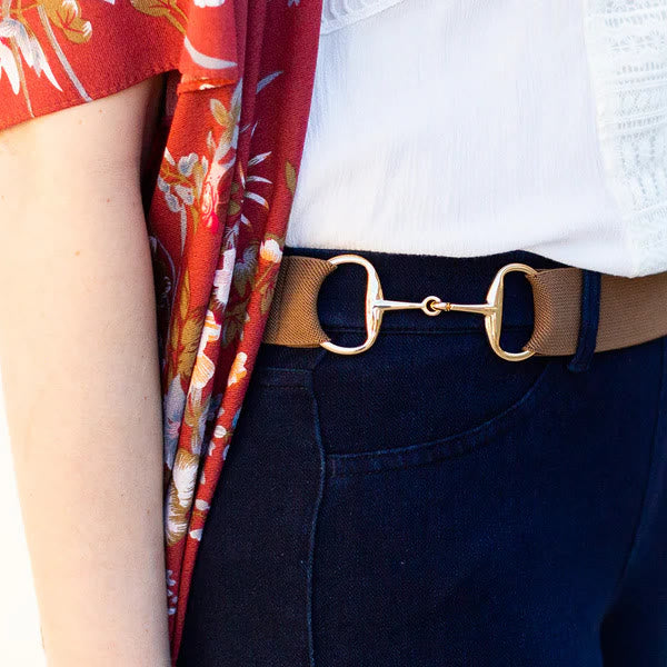 Snaffle Bit Belt Horseshoe Buckle Equestrian Elastic Belt