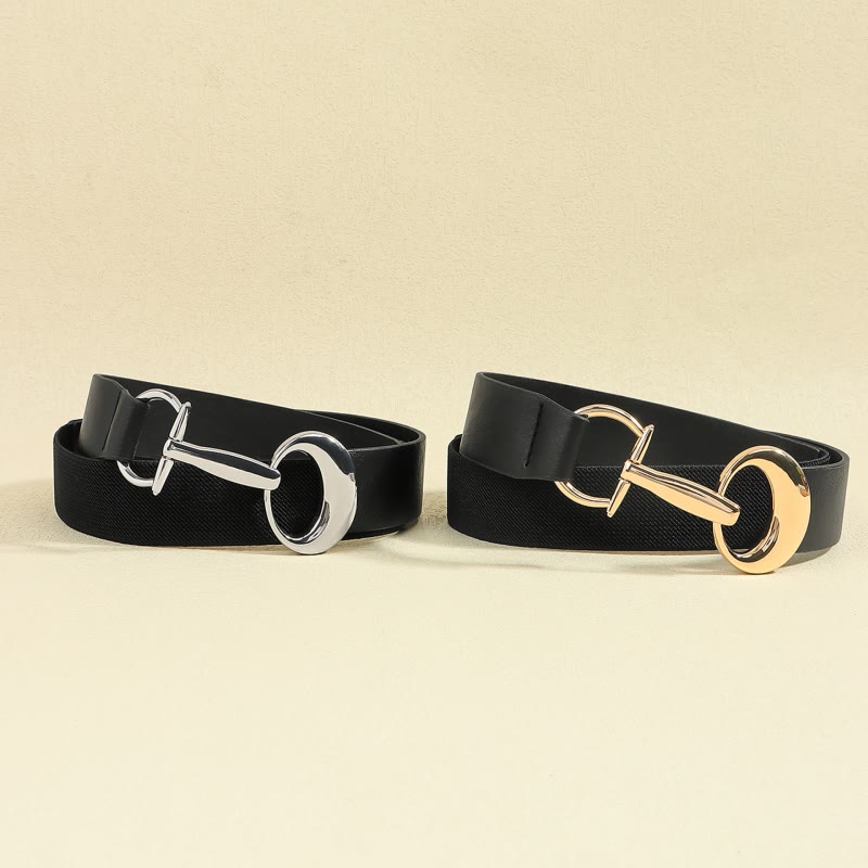 Women's Horseshoe Buckle Belt Simple Leather Belt - image 3