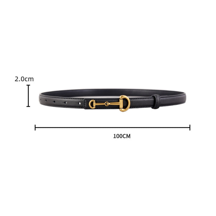 Women's Horseshoe Buckle Belt Leather Skinny Belt - image 8