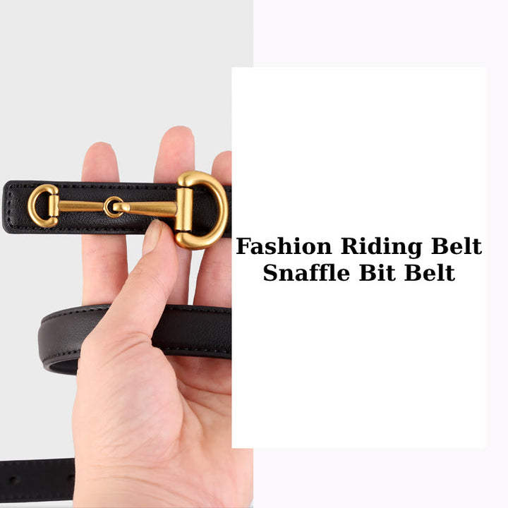 Women's Horseshoe Buckle Belt Leather Skinny Belt - image 1