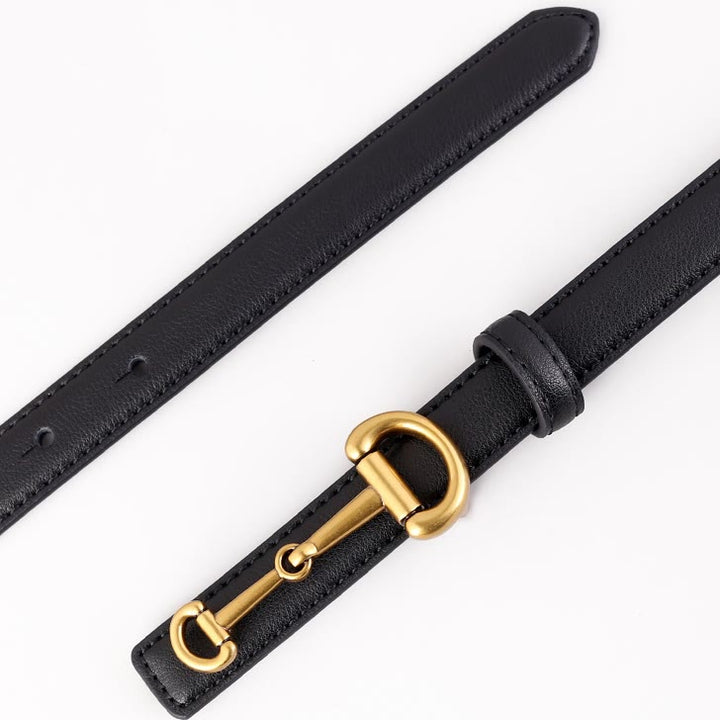 Women's Horseshoe Buckle Belt Leather Skinny Belt - image 5