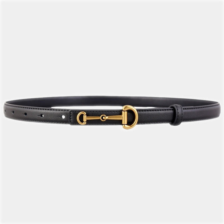 Women's Horseshoe Buckle Belt Leather Skinny Belt - image 2
