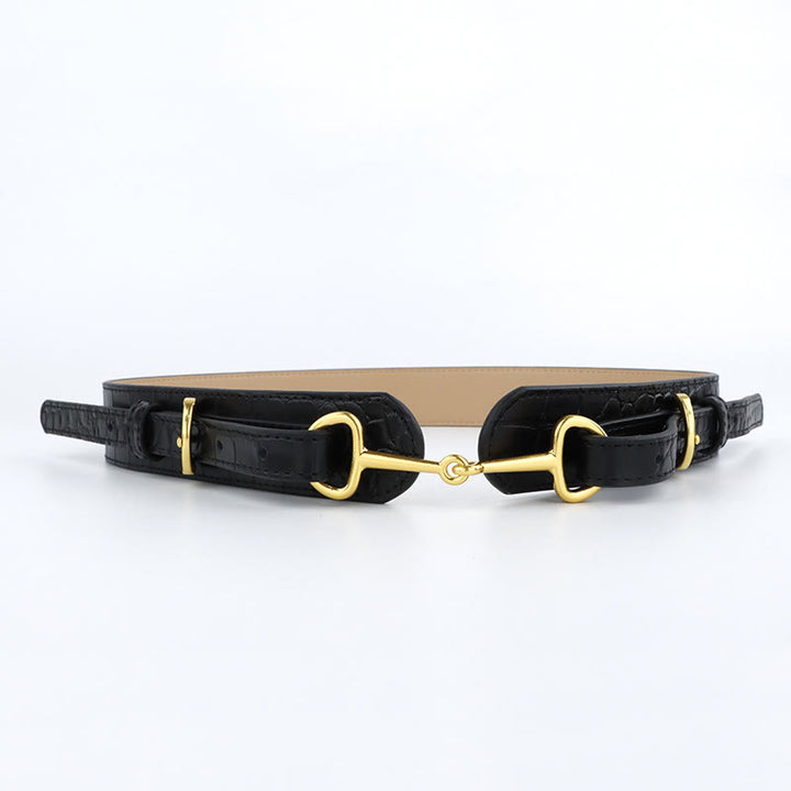 Vintage Crocodile Pattern Belt Snaffle Bit Belt - image 0