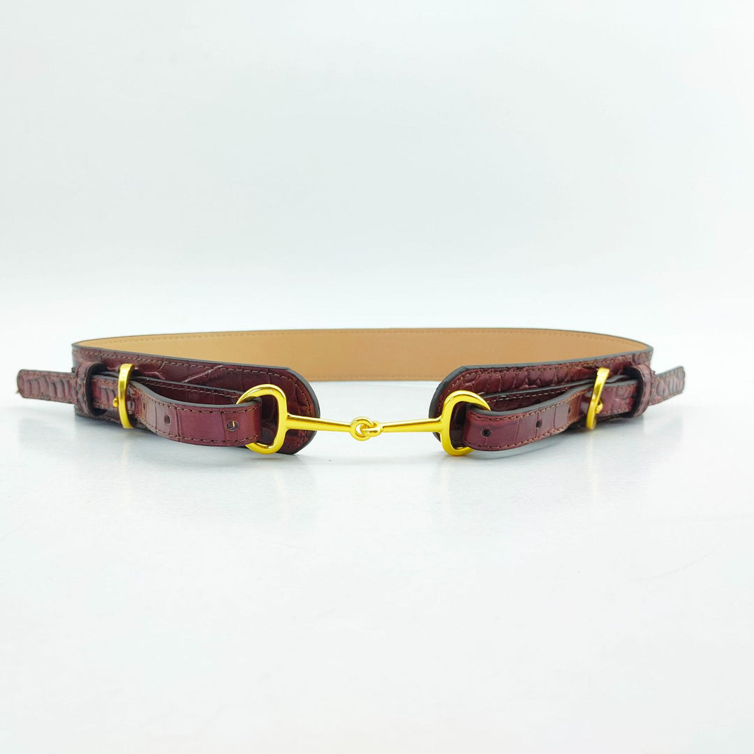 Vintage Crocodile Pattern Belt Snaffle Bit Belt - image 4