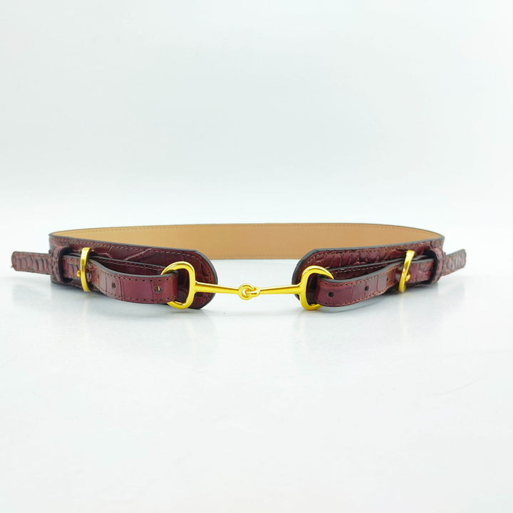 Vintage Crocodile Pattern Belt Snaffle Bit Belt - image 4