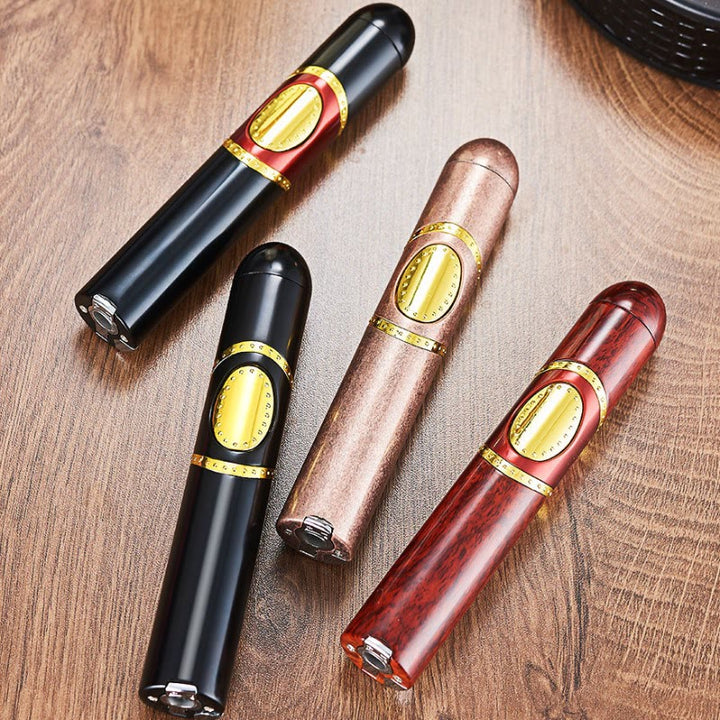 3 In 1 Triple Burner Lighter With Built-In Cigar Punch And Cigar Needle