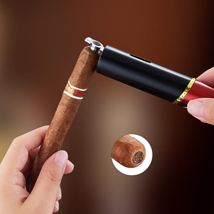 3 In 1 Triple Burner Lighter With Built-In Cigar Punch And Cigar Needle