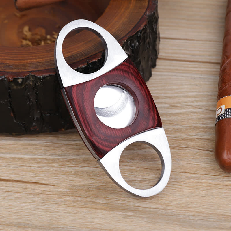 Red Wooden Double Guillotine Cigar Cutter - Silver - image 0