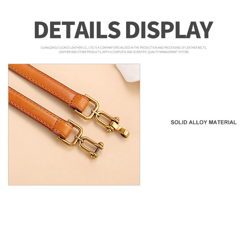 Women's Skinny Horseshoe Buckle Belt Snaffle Bit Leather Belt