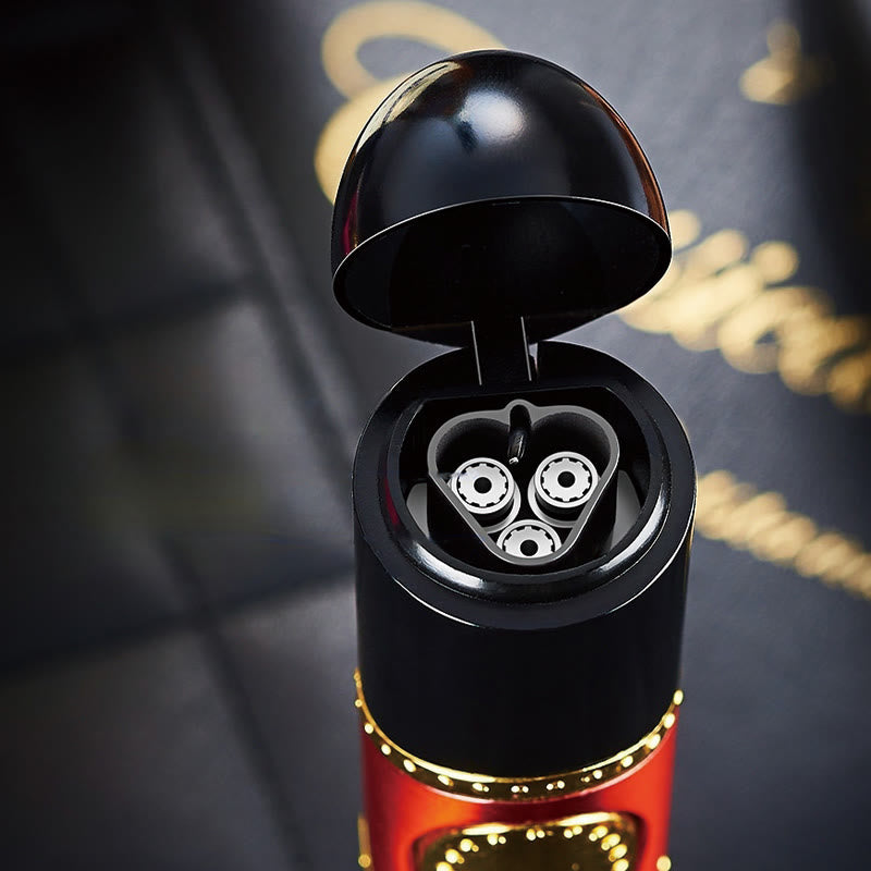 3 In 1 Triple Burner Lighter With Built-In Cigar Punch And Cigar Needle