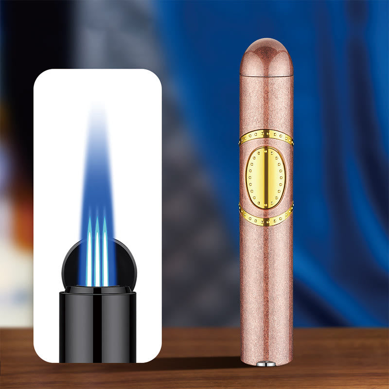 3 In 1 Triple Burner Lighter With Built-In Cigar Punch And Cigar Needle