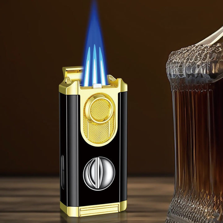 3 In 1 Triple Burner Lighter With Built-In Cigar Cutter - image 9