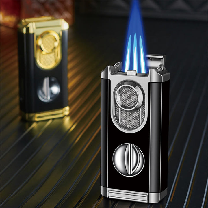 3 In 1 Triple Burner Lighter With Built-In Cigar Cutter - image 1