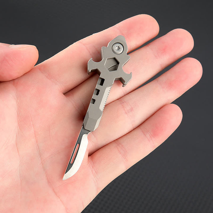 Cross Multi-functional Titanium Mini Folding Knife Keychain - Gray - image 2